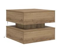 vidaXL Table Basse avec lumières LED chêne Artisanal 50x50x40 cm, Table d'appoint, Table de Salon, Table latérale, Bout de canapé, Table Centrale