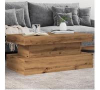 vidaXL Table basse avec lumières LED chêne artisanal 90x50x40 cm, table d'appoint, table de salon, table latérale, bout de 857715
