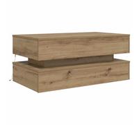 vidaXL Table Basse avec lumières LED chêne Artisanal 90x50x40 cm, Table d'appoint, Table de Salon, Table latérale, Bout de canapé, Table Centrale