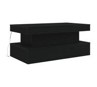 vidaXL Table Basse avec lumières LED chêne Noir 90x50x40 cm, Table d'appoint, Table de Salon, Table latérale, Bout de canapé, Table Centrale
