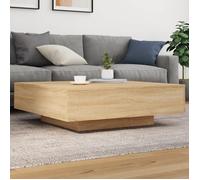 vidaXL Table Basse Table d'Appoint avec lumières LED Moderne Chêne Sonoma 100x100x31 cm