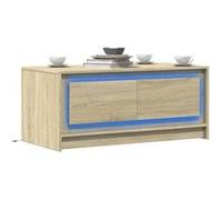 vidaXL Table basse avec lumières LED chêne sonoma bois d'ingénierie, table latérale, table de salon, table d'accent, bout de 851986 Marron G