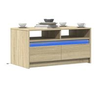vidaXL Table basse avec lumières LED chêne sonoma bois d'ingénierie Marron