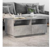vidaXL Table basse 839836 – lumières LED et tiroirs, moderne, Gris Béton