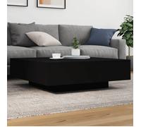 vidaXL Table Basse avec Lumières LED, Table d'Appoint, Bout de Canapé, Meuble de Salon Salle de Séjour, Moderne, Noir Bois 836603