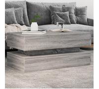 vidaXL Table Basse avec Lumières LED, Table d'Appoint, Bout de Canapé, Meuble de Salon Salle de Séjour, Moderne, Gris Sonoma Bois d'Ingénierie