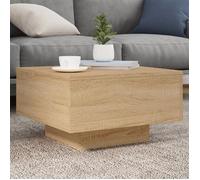 vidaXL Table Basse avec Lumières LED, Table d'Appoint, Bout de Canapé, Meuble de Salon Salle de Séjour, Moderne, Chêne Sonoma Bois d'Ingénierie