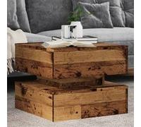 vidaXL Table basse Vieux bois avec lumières LED 50x50x40 cm Marron