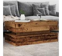vidaXL Table Basse avec lumières LED Vieux Bois 90x50x40 cm, Table d'appoint, Table de Salon, Table latérale, Bout de canapé, Table Centrale