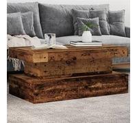 vidaXL Table basse Vieux bois avec lumières LED 90x50x40 cm Marron