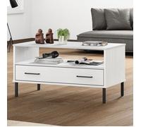 vidaXL Table basse avec pieds en métal Blanc 85x50x45 cm Bois OSLO