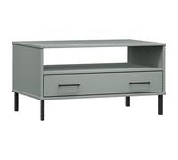 vidaXL Table basse avec pieds en métal Gris 85x50x45 cm Bois OSLO