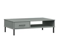 vidaXL Table basse avec pieds en métal Gris Bois pin massif OSLO