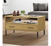 vidaXL Table basse OSLO en bois avec pieds en métal Marron 85x50x45 cm 351033