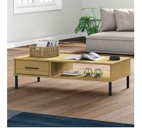 vidaXL Table basse OSLO – Bois pin massif marron avec pieds en métal 351036
