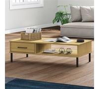 vidaXL Table basse OSLO – Bois pin massif marron avec pieds en métal 351036