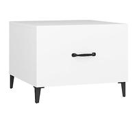 vidaXL Table Basse avec Pieds en Métal Table d'Appoint Bout de Canapé Rangement Meuble Salle de Séjour Salon Intérieur Blanc 50x50x40 cm