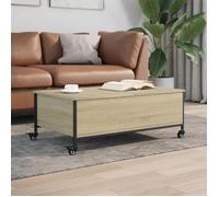 vidaXL Table Basse avec Roulettes, Table d'Appoint avec Rangement, Bout de Canapé, Meuble de Salon Salle de Séjour, Moderne, 842297