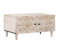 vidaXL Table Basse Blanc 80 x 50 x 40 cm Bois de Mangue Massif, Table Basse Élégante, Rectangulaire en Bois, Accent Salon, Meuble en Mangue, Style Tendance