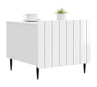 vidaXL Table Basse Blanc Brillant 49 x 50 x 42 cm Bois d'ingénierie, Table de café Vintage élégante, Design rectangulaire, Rangement à Deux Niveaux, Accent Tendance pour Votre Salon