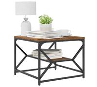vidaXL Table basse Bois vieilli rectangulaire 51x50x40 cm avec étagère, finition mate