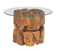 vidaXL Table basse Bois flottant de teck massif 60 cm Brun G