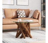 vidaXL Table basse en bois flottant de teck massif 60 cm Brun G