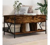 vidaXL Table Basse, Bout de Canapé avec Pieds Réglables, Table d'Appoint avec Rangement Salon Intérieur, Moderne, Chêne Fumé Bois d'Ingénierie et Métal Marron G