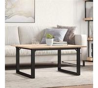 vidaXL Table Basse Cadre en O, Table d'Appoint, Bout de Canapé, Meuble de Salon Salle de Séjour, 80x80x45 cm Bois de Pin 3282663 Marron G