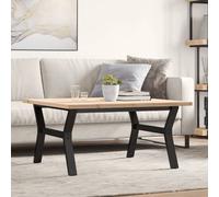 Vidaxl Table Basse Cadre En Y 90x90x45,5cm Bois De Pin Massif Et Acier Multicolore