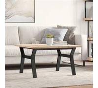 vidaXL Table Basse Cadre en Y, Table d'Appoint, Bout de Canapé, Meuble de Salon Salle de Séjour, 80x80x45,5cm Bois de Pin 3282773 Marron G