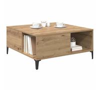 vidaXL Table Basse Chêne Artisanal 80 x 80 x 36,5 cm Bois d'ingénierie, Table Basse carrée, Design Industriel, Rangement stylé, déco Moderne pour Salon, Support décoratif