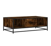 vidaXL Table Basse chêne fumé 100x57x35 cm Bois d'ingénierie et métal, Table d'appoint, Table de Salon, Table latérale, Bout de canapé, Table Centrale