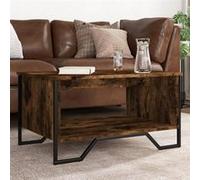 vidaXL Table basse chêne fumé 75x51x40 cm bois d'ingénierie, table d'appoint, table de salon, table latérale, bout de 848486