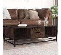 vidaXL Table basse chêne marron 100x57x35cm bois d'ingénierie et métal, table d'appoint, table de salon, table latérale, 848763 Marron G