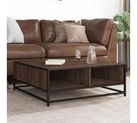 vidaXL Table basse chêne marron 80x80x30 cm bois d'ingénierie et métal