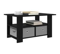 vidaXL Table Basse Chêne Noir 77 x 55 x 42 cm Bois d'ingénierie, Table Basse rectangulaire en Bois Moderne, Chic pour Le Salon, Robuste avec Rangement Pratique pour la Famille
