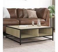 vidaXL Table basse chêne sonoma 80x80x30 cm bois d'ingénierie et métal, table d'appoint, table de salon, table latérale, 848770 Marron