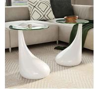 vidaXL Table basse et dessus de table Verre rond Blanc brillant 2 pcs 240322