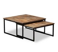 vidaXL Table basse gigogne 2 pièces Teck massif de récupération