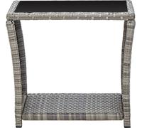 vidaXL Table basse Gris 45x45x40 cm Poly rotin et verre