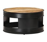 vidaXL Table basse Noir 68x68x36 cm Bois massif de manguier brut Marron
