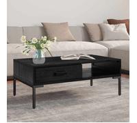 Table basse Noir 90x50x35 cm Bois de pin massif