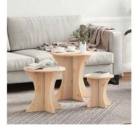 vidaXL Table basse 3 pcs Naturel 46 x 46 x 47 cm Bois de pin massif