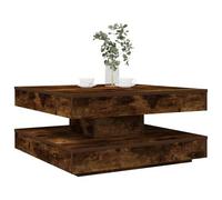 vidaXL Table basse rotative à 360 degrés chêne fumé 70x70x34,5 cm