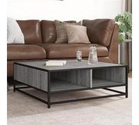 vidaXL Table basse sonoma gris 80x80x30 cm bois d'ingénierie et métal, table d'appoint, table de salon, table latérale, bout 848772 Gris