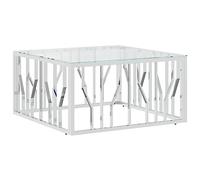 vidaXL Table Basse, Table d'Appoint avec Cadre, Bout de Canapé, Table Centrale Salon Salle de Séjour, Moderne, Acier Inoxydable et Verre