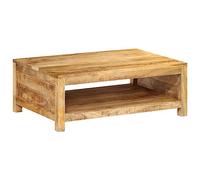 vidaXL Table Basse, Table d'Appoint avec Compartiment, Bout de Canapé avec Rangement, Meuble de Salon Salle de Séjour, Marron Bois de Manguier Massif