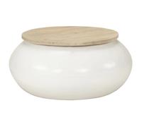 vidaXL Table Basse, Table d'Appoint Ronde avec Base, Bout de Canapé, Meuble de Salon Salle de Séjour Intérieur, Blanc Bois 352052