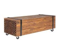 vidaXL Table Basse Table d'Appoint Table de Canapé Bout de Canapé Meuble de Salle de Séjour Salon Intérieur 110x45x38 cm Bois de Teck Solide Brun G